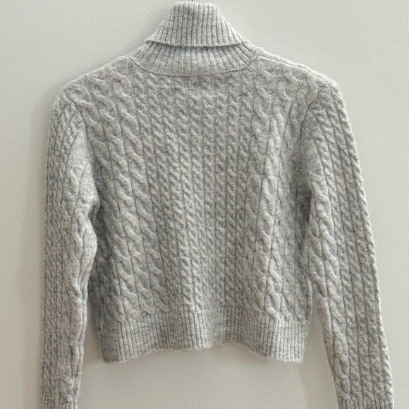 Blue Rain Women's Turtleneck Pullover Cable Knit Cropped Sweater, Gray, S, NWOT - Picture 2 of 8